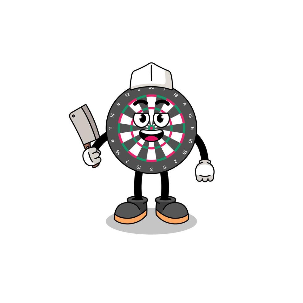 Mascot of dart board as a butcher vector