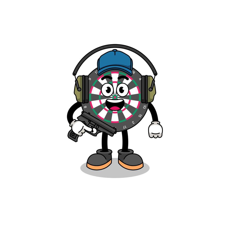 Character mascot of dart board doing shooting range vector