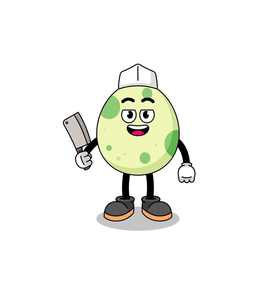 Mascot of spotted egg as a butcher vector