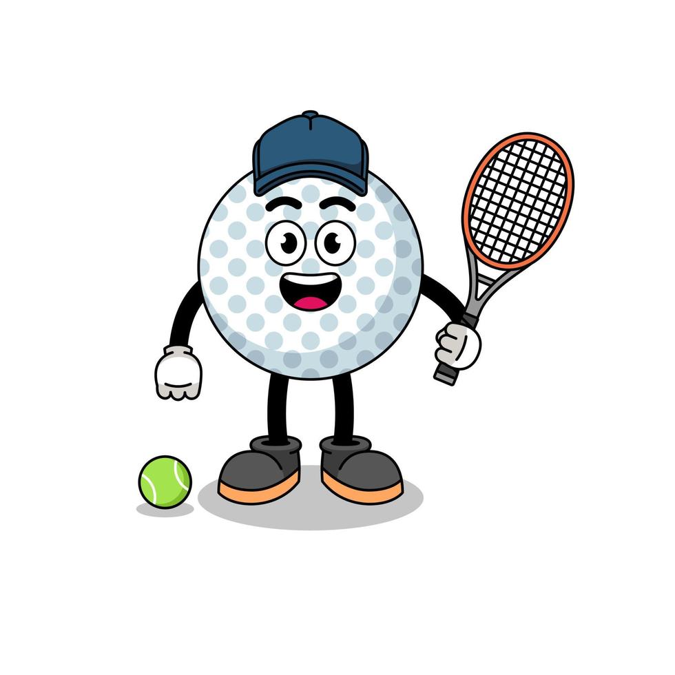 ilustración de pelota de golf como jugador de tenis vector
