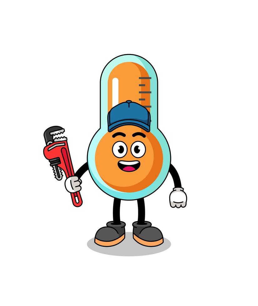 thermometer illustration cartoon as a plumber vector