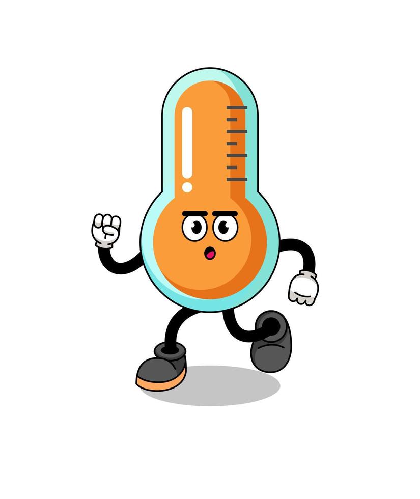 running thermometer mascot illustration vector
