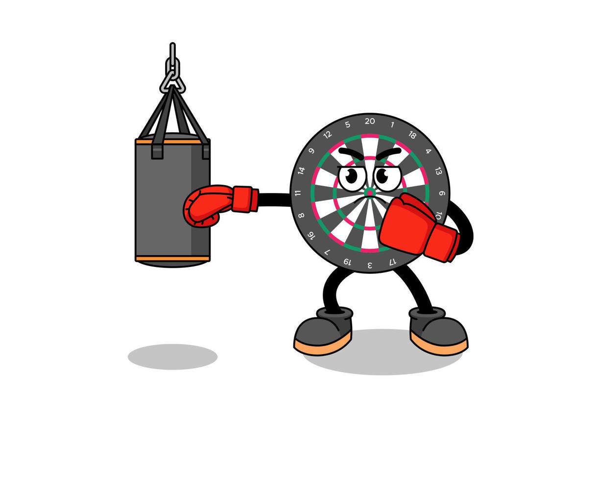 ilustración, de, tablero de dardos, boxeador vector