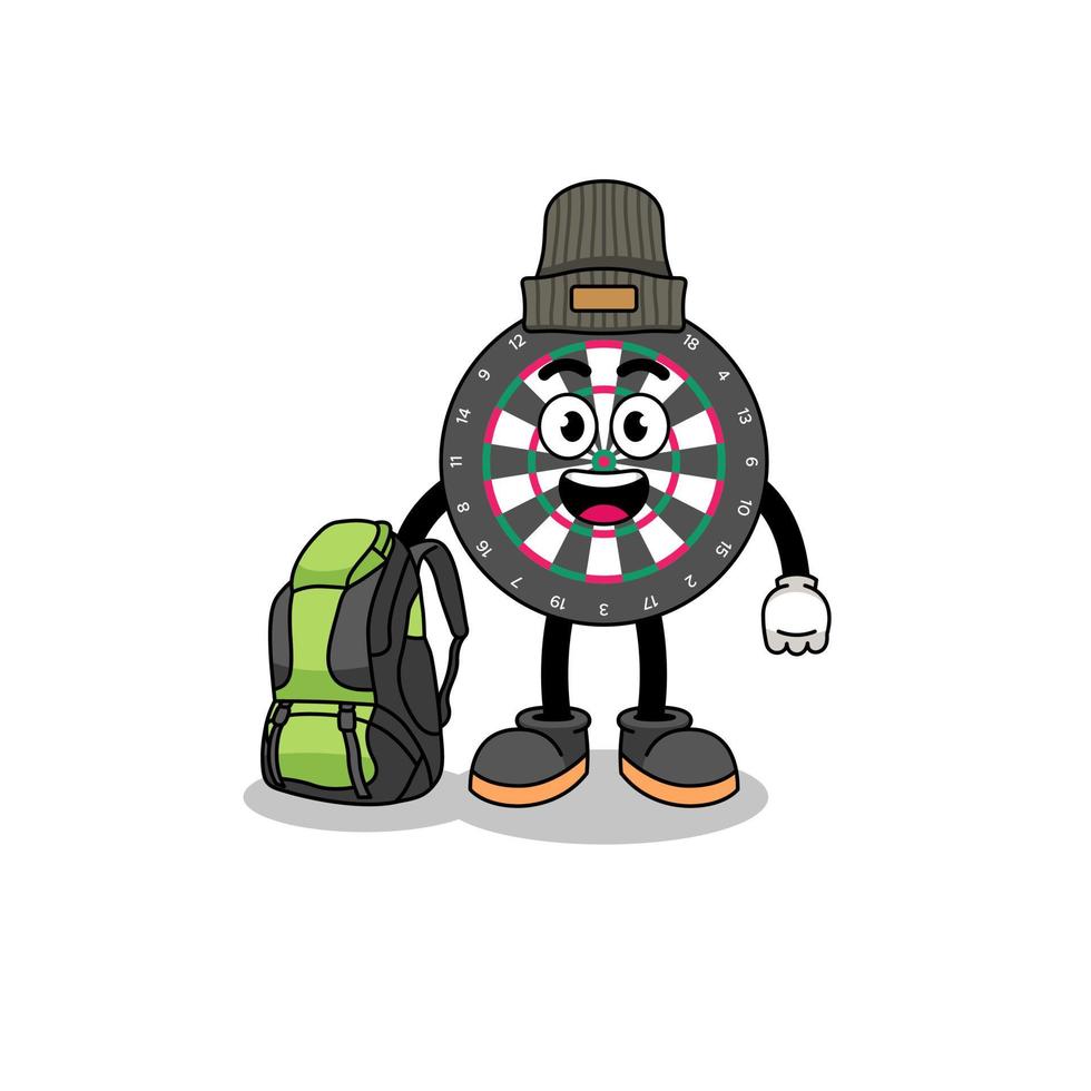 Illustration of dart board mascot as a hiker vector