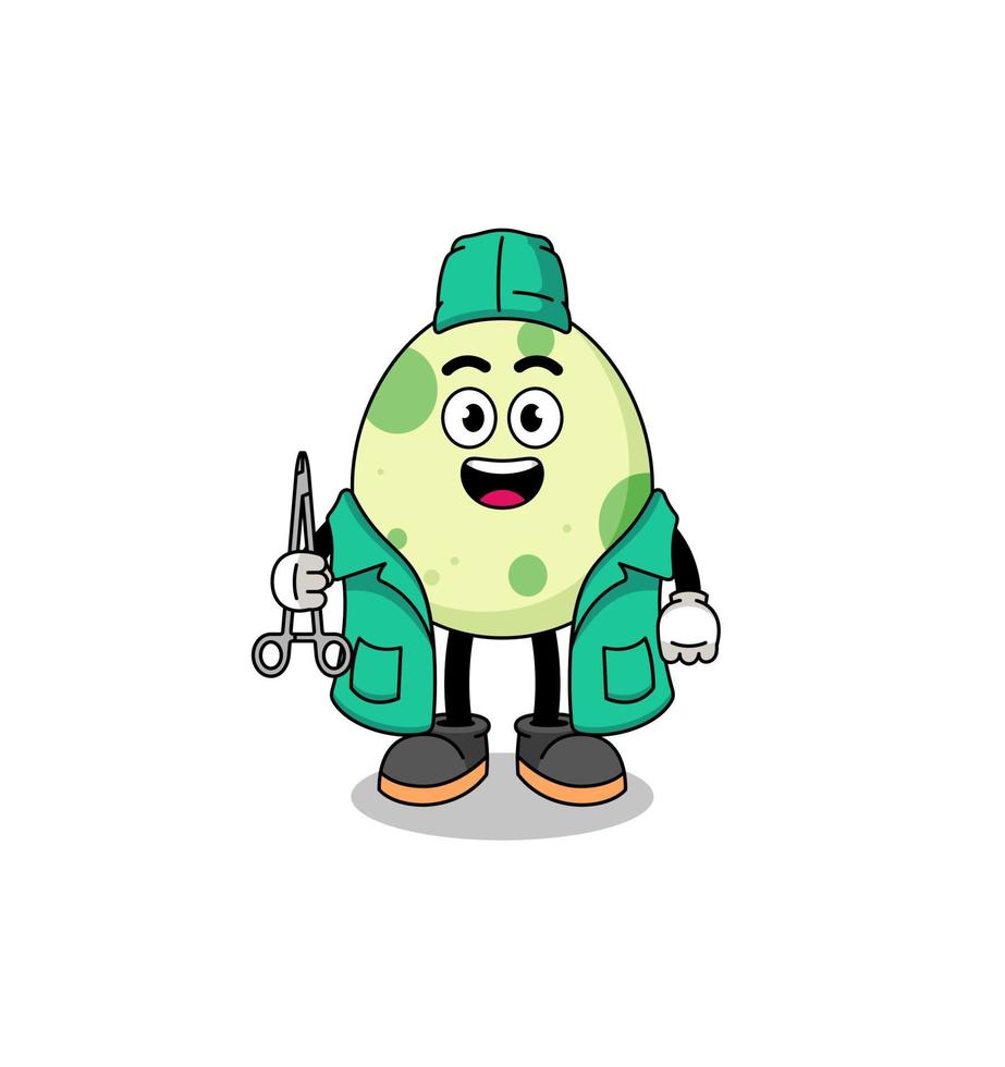 Illustration of spotted egg mascot as a surgeon vector