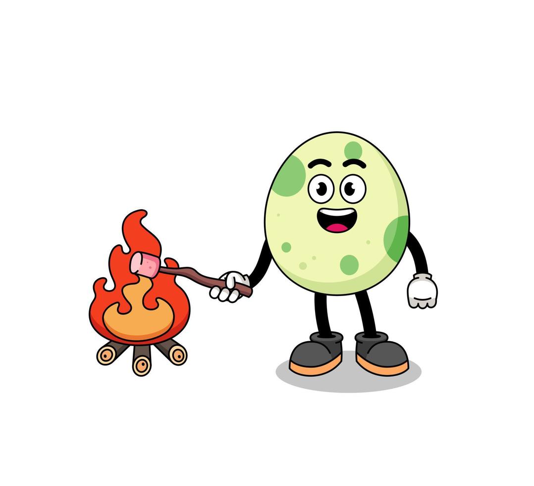Illustration of spotted egg burning a marshmallow vector