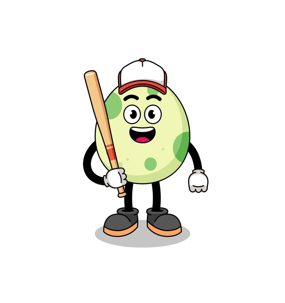 spotted egg mascot cartoon as a baseball player vector