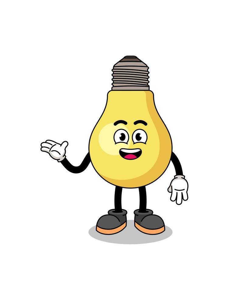 light bulb cartoon with welcome pose vector