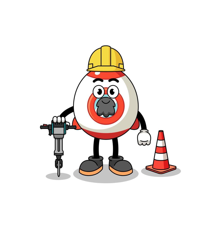 caricatura de personaje de cohete trabajando en la construcción de carreteras vector