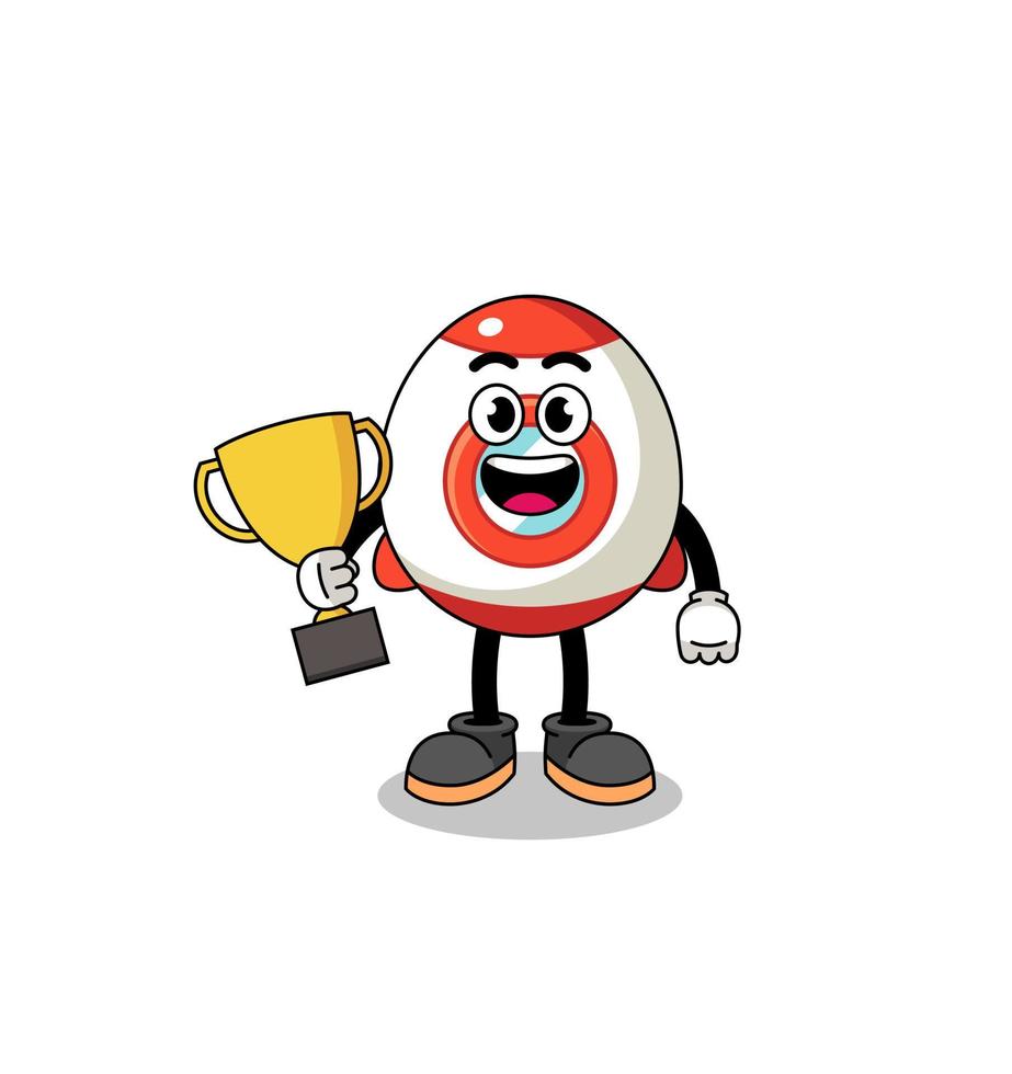 Cartoon mascot of rocket holding a trophy vector