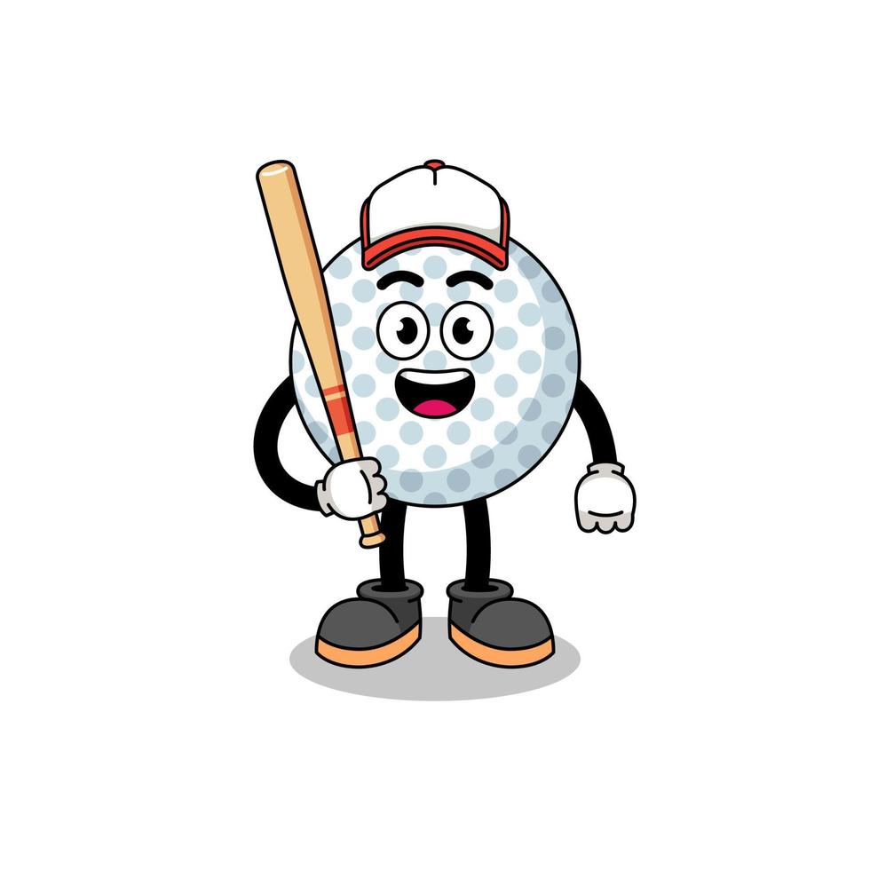 golf ball mascot cartoon as a baseball player vector