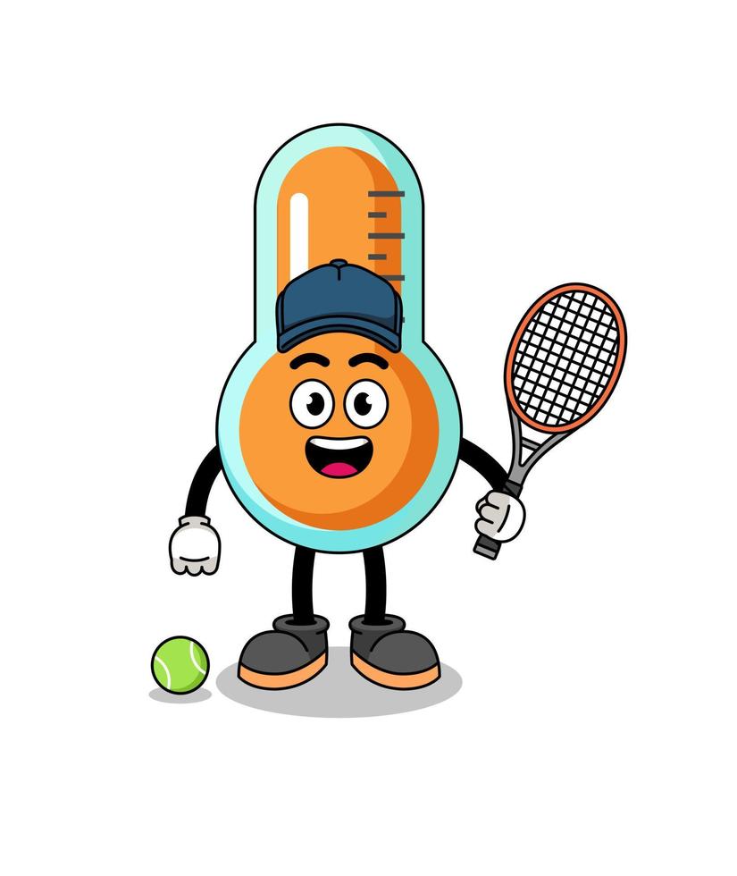 ilustración de termómetro como jugador de tenis vector