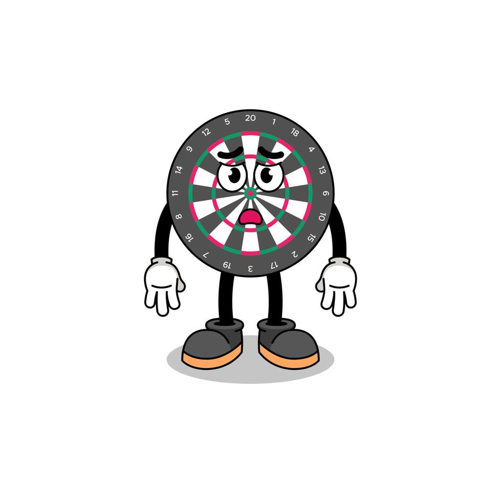 dart board cartoon illustration with sad face vector