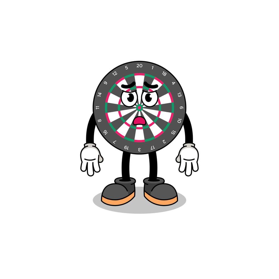 dart board cartoon illustration with sad face vector