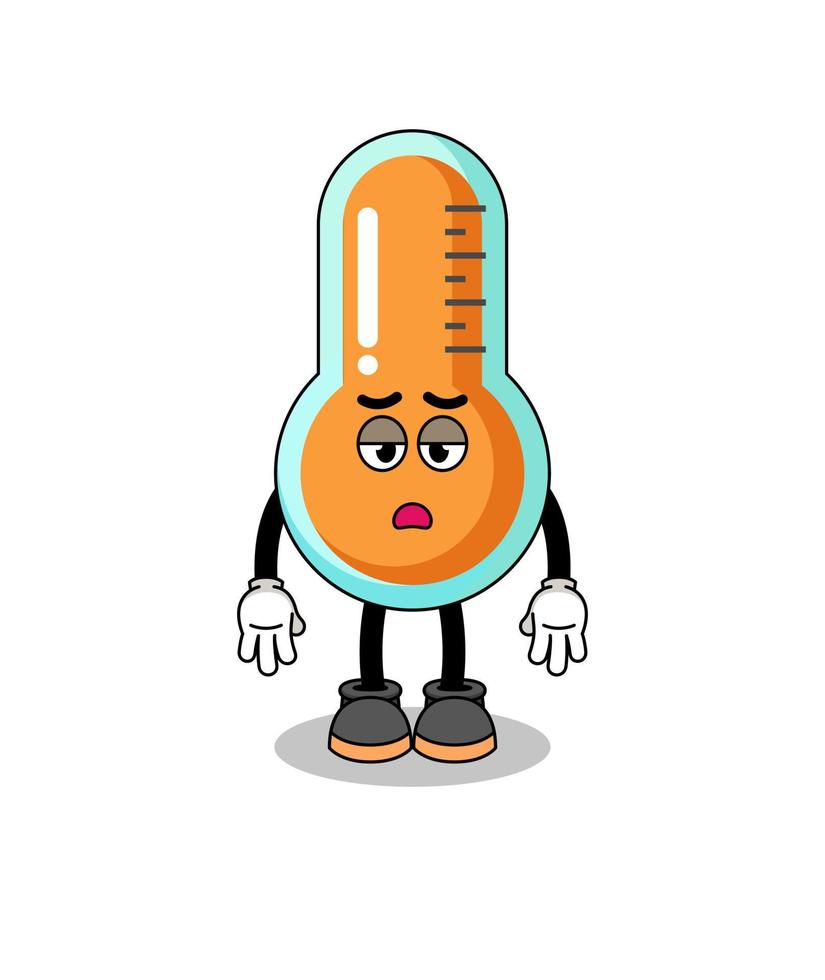 thermometer cartoon with fatigue gesture vector