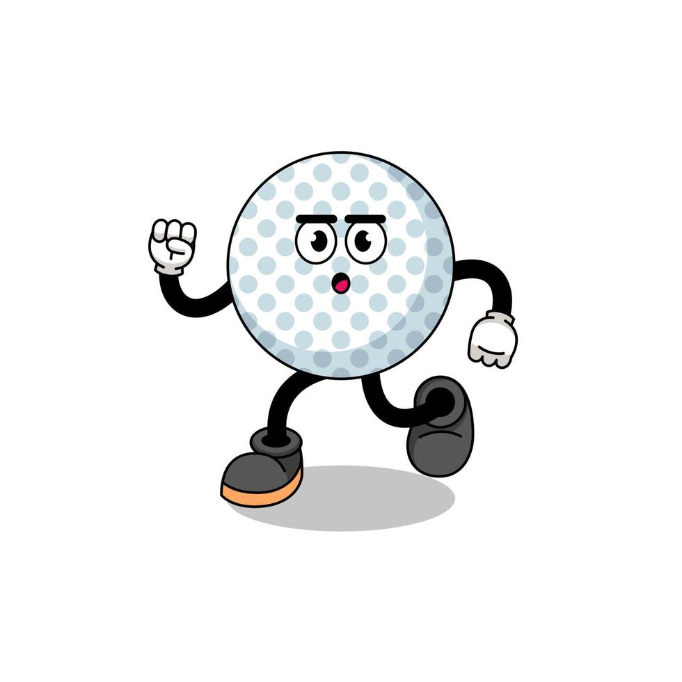 running golf ball mascot illustration vector