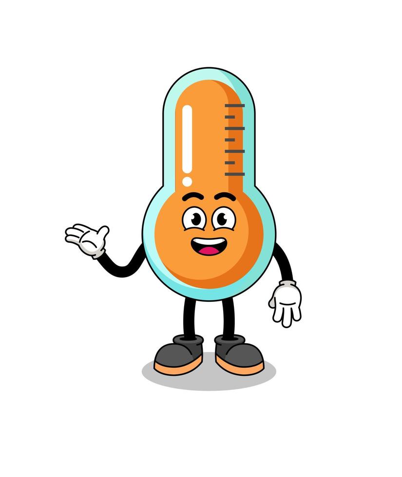 thermometer cartoon with welcome pose vector