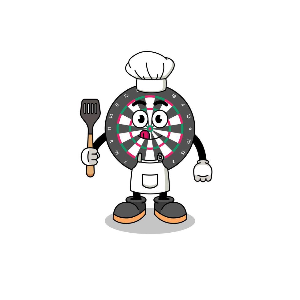 ilustración de mascota del chef de tablero de dardos vector