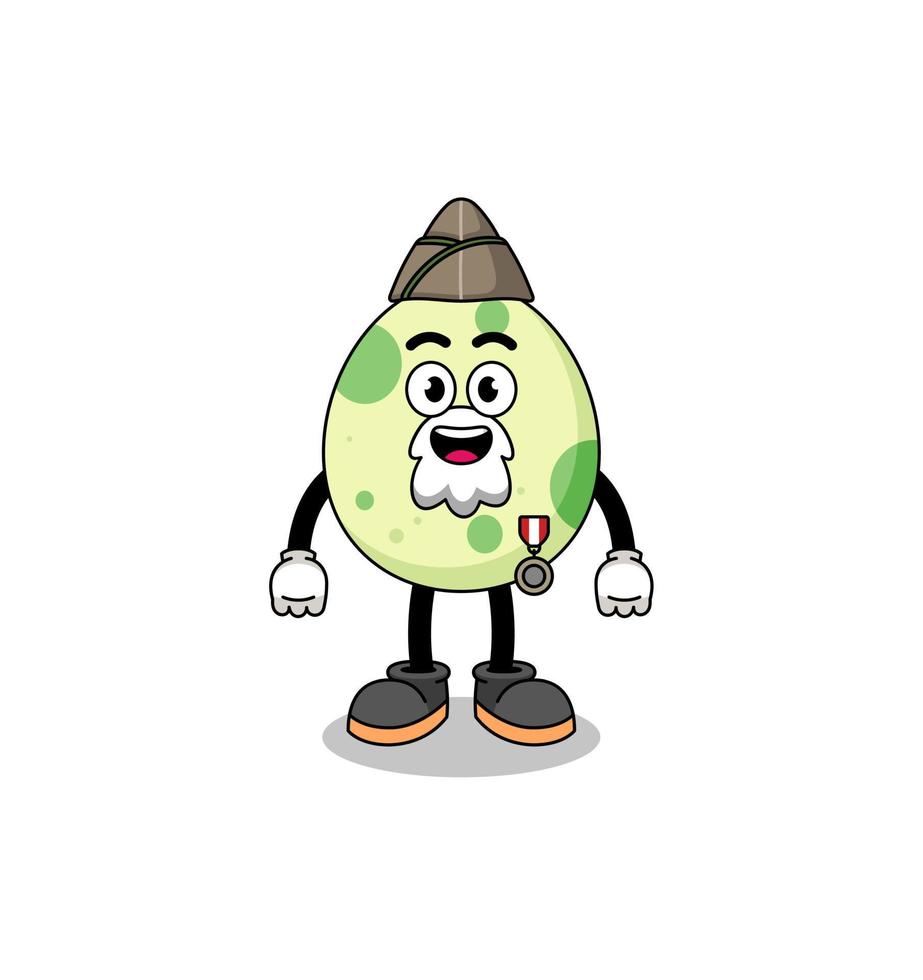 Character cartoon of spotted egg as a veteran vector