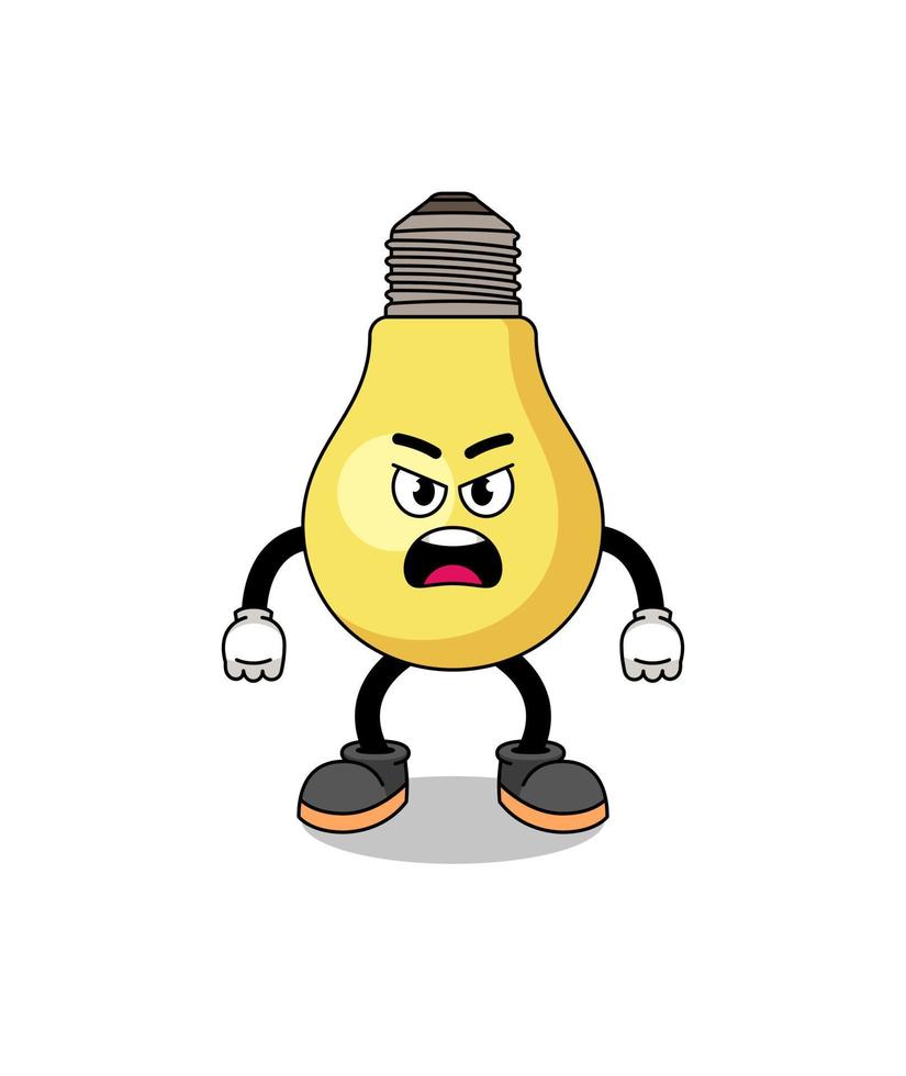 light bulb cartoon illustration with angry expression vector