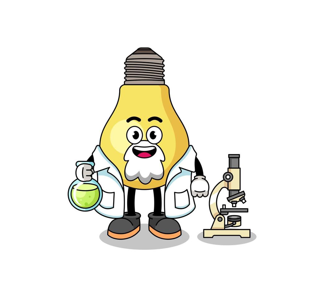 Mascot of light bulb as a scientist vector