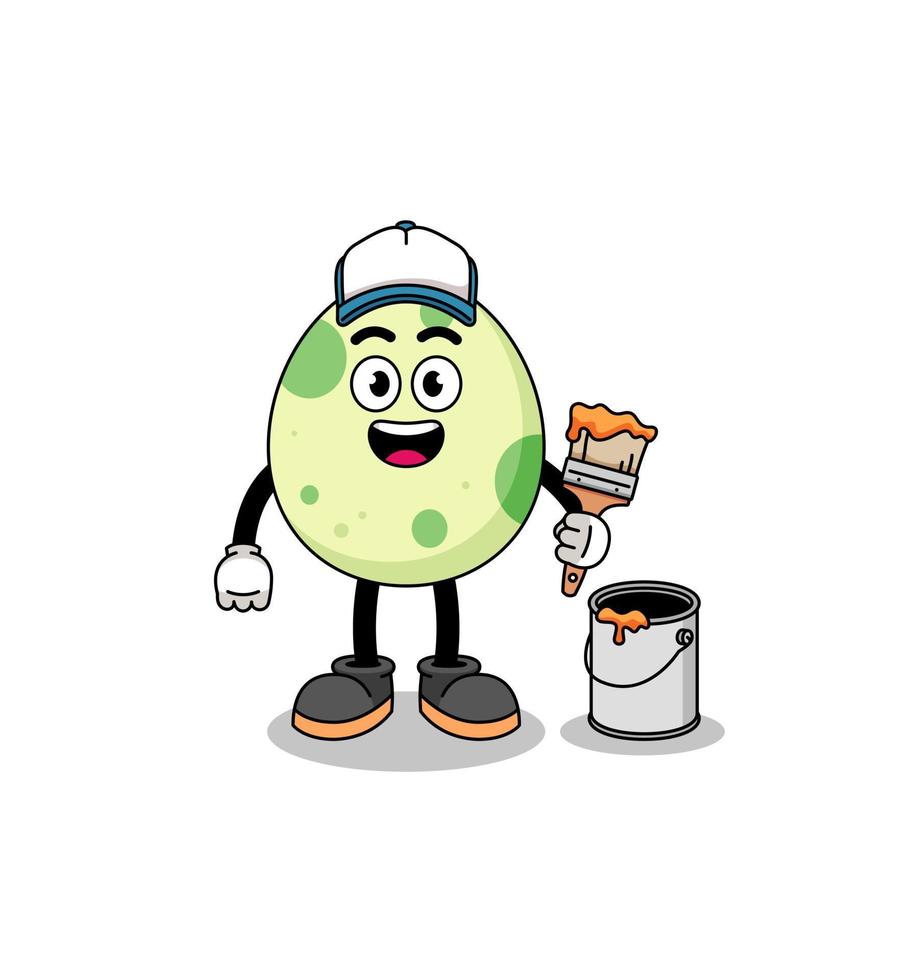 Character mascot of spotted egg as a painter vector