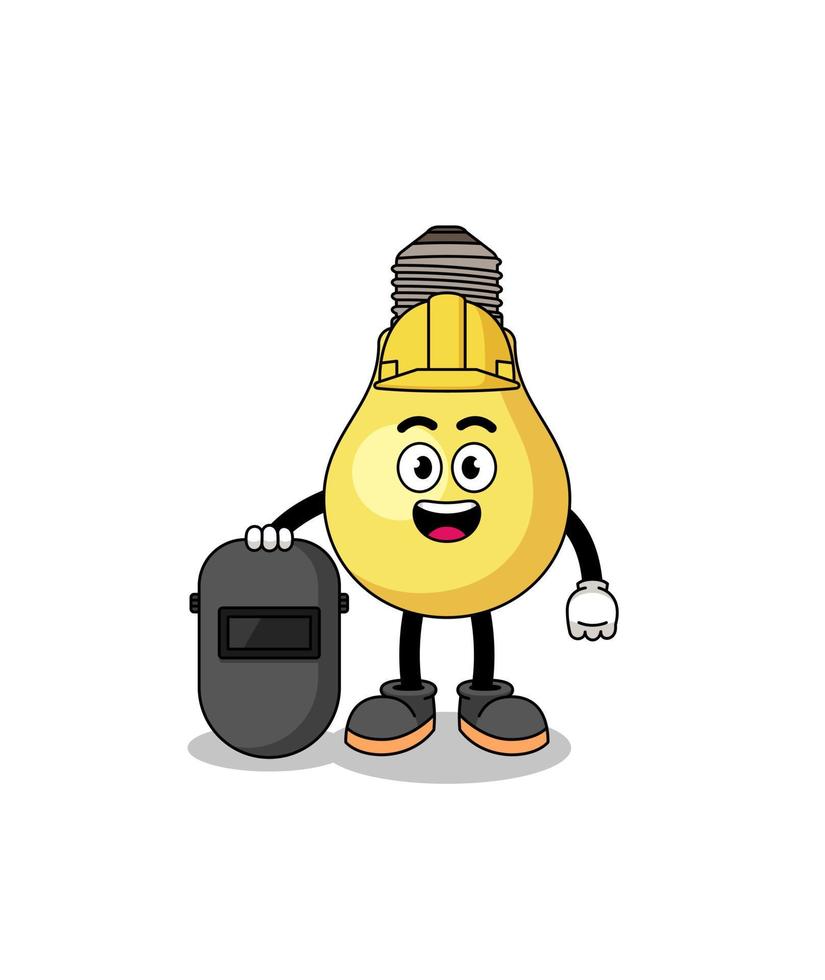 Mascot of light bulb as a welder vector