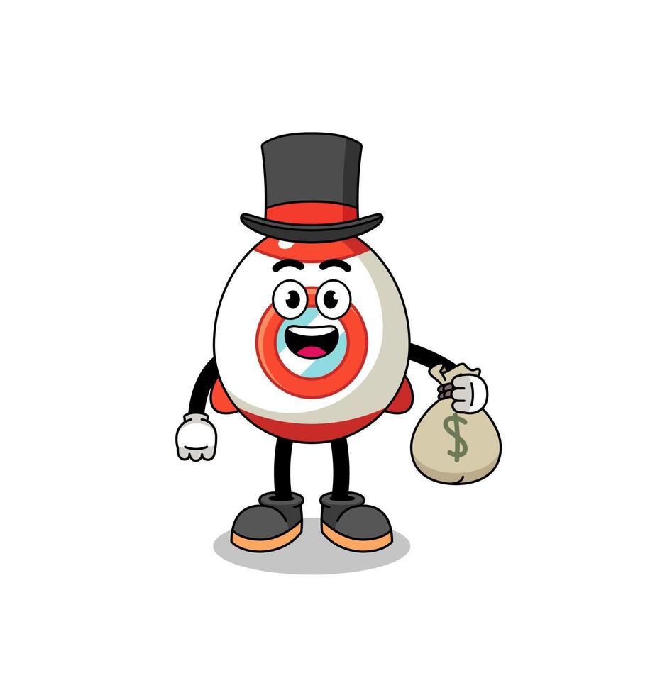 rocket mascot illustration rich man holding a money sack vector