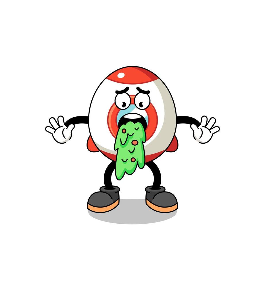 rocket mascot cartoon vomiting vector