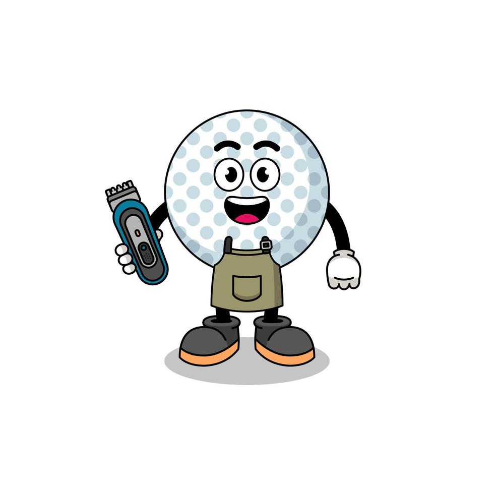 Cartoon Illustration of golf ball as a barber man vector