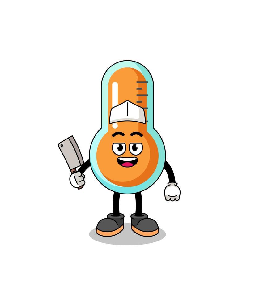 Mascot of thermometer as a butcher vector