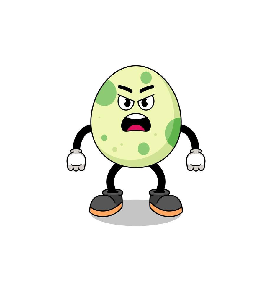 spotted egg cartoon illustration with angry expression vector