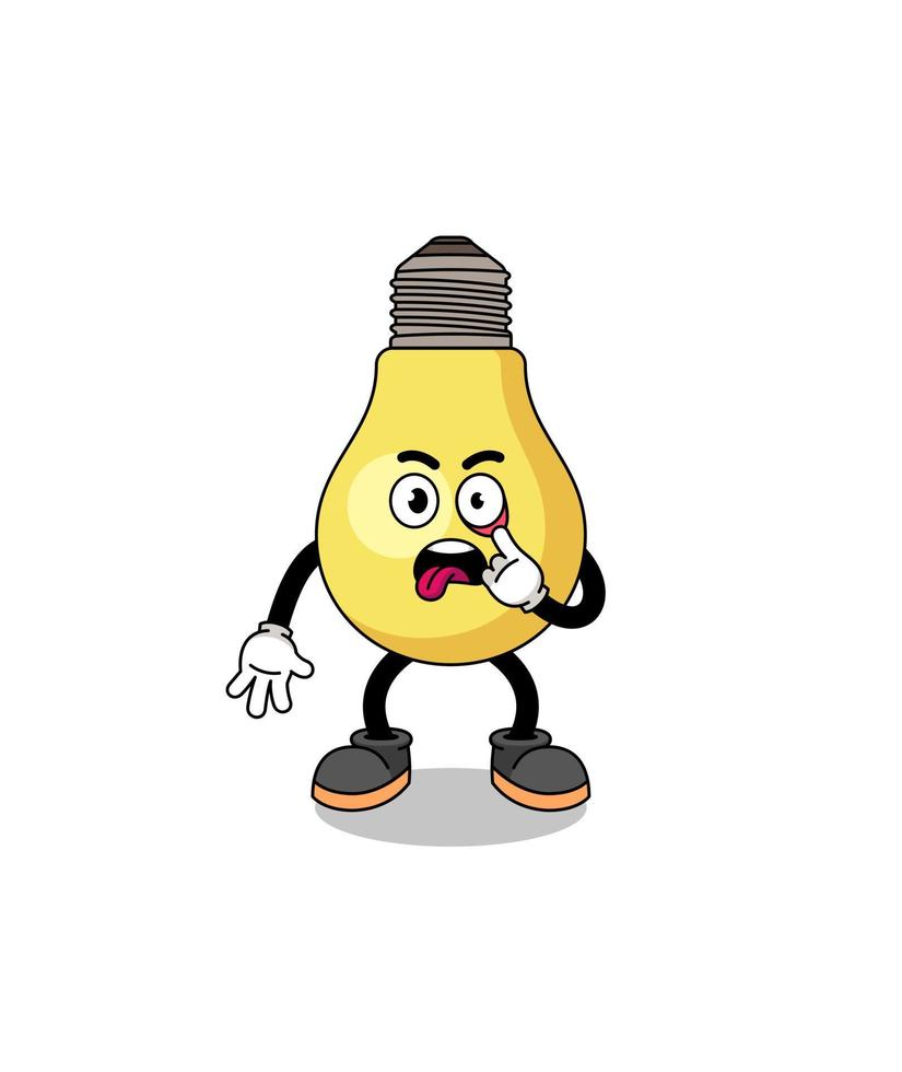 Character Illustration of light bulb with tongue sticking out vector