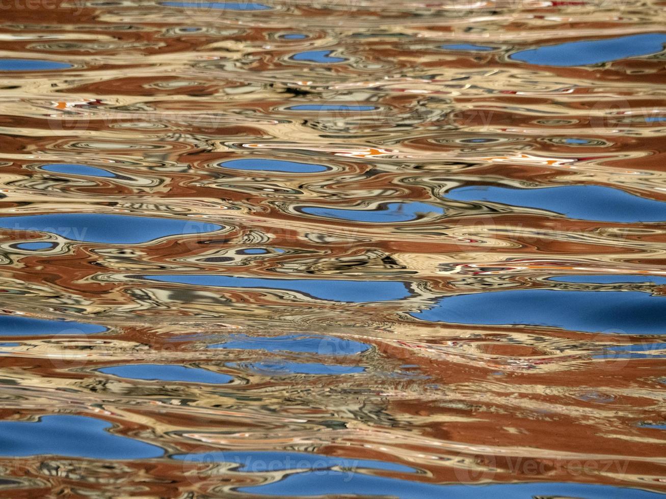 orange reflections on the blue sea like painting photo