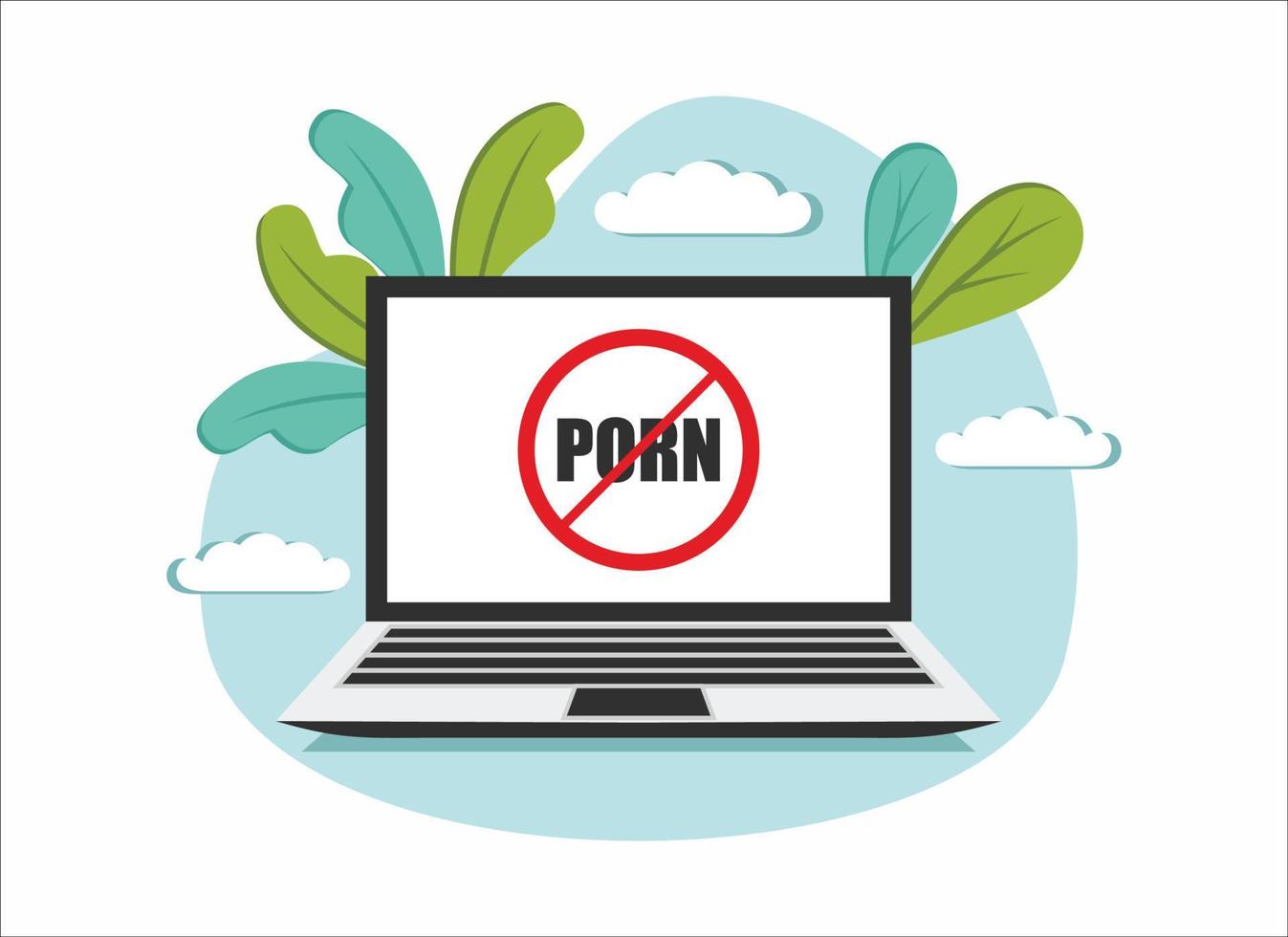 No porno icon on laptop screen on white background. Vector stock illustration.