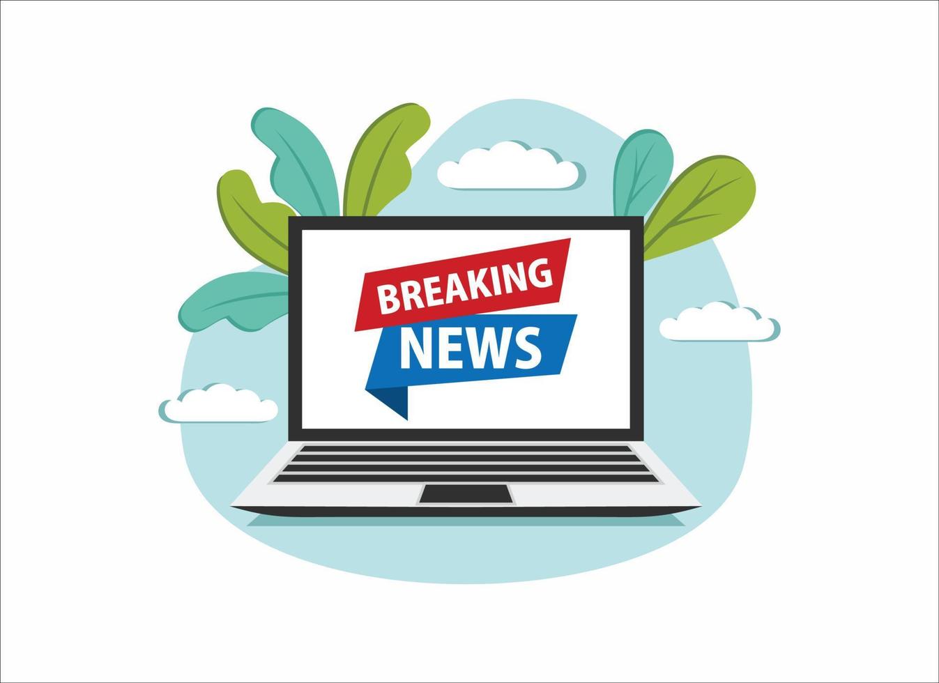 Breaking news Isolated vector icon. Sign of main news on laptop screen white background