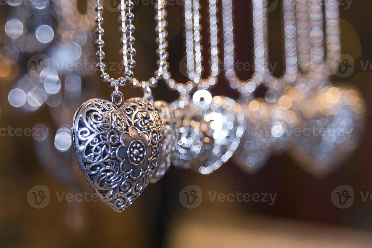 valentine silver heart love necklage photo