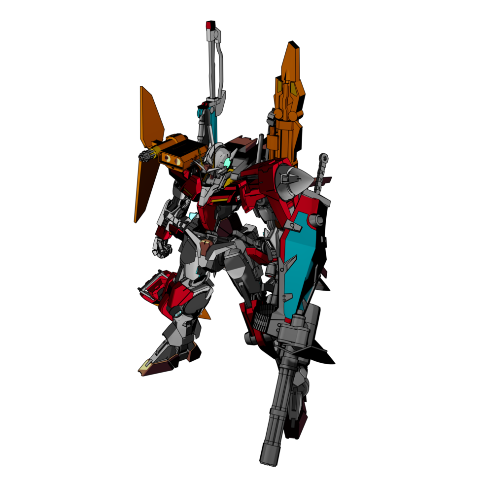 Mecha with attacking combat style png