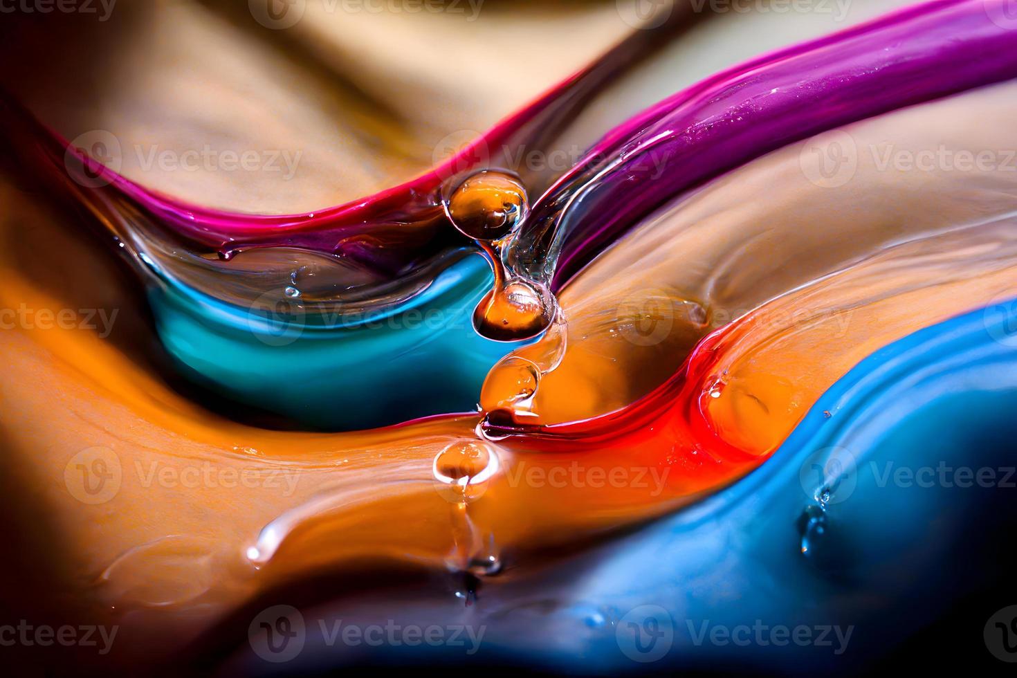 transparent colorful oil drops closeup abstract background, neural network generated art photo