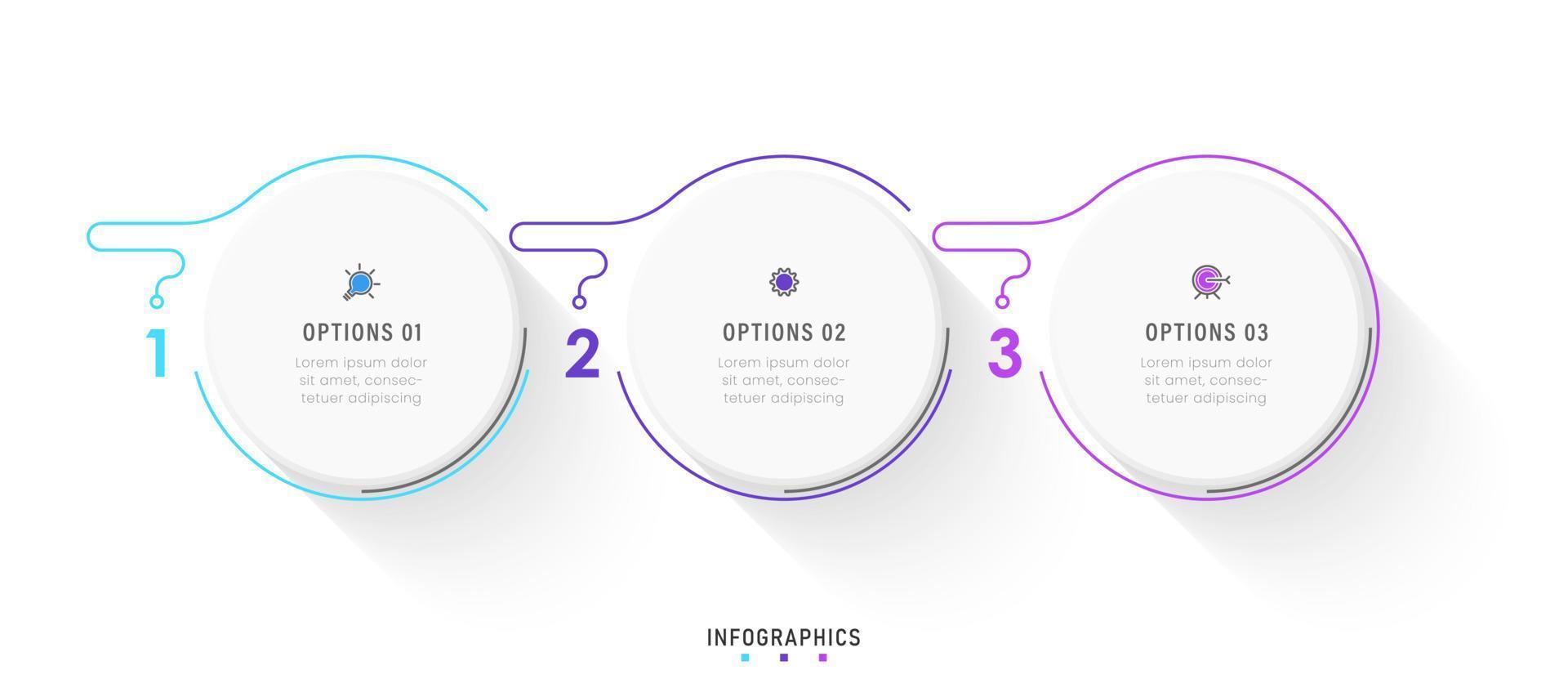 Vector Infographic label design template with icons and 3 options or steps. Can be used for process diagram, presentations, workflow layout, banner, flow chart, info graph.