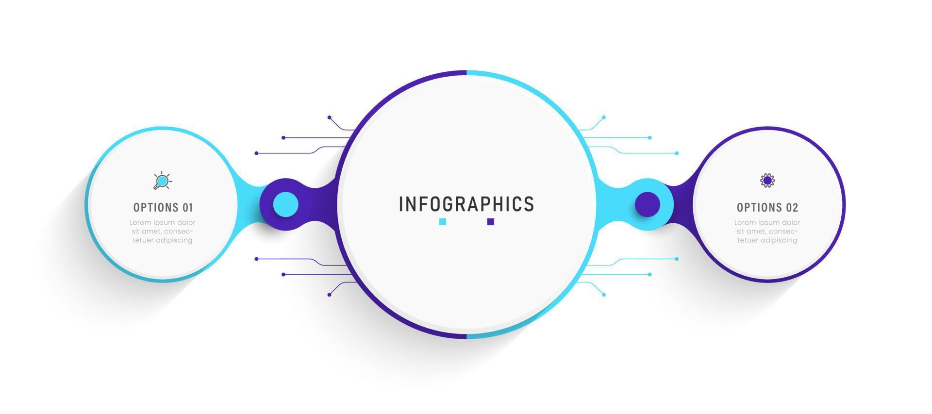 plantilla de diseño de etiquetas infográficas vectoriales con iconos y 2 opciones o pasos. se puede utilizar para diagramas de proceso, presentaciones, diseño de flujo de trabajo, banner, diagrama de flujo, gráfico de información. vector