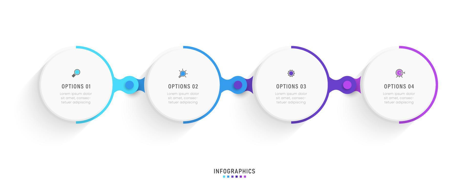 plantilla de diseño de etiquetas infográficas vectoriales con iconos y 4 opciones o pasos. se puede utilizar para diagramas de proceso, presentaciones, diseño de flujo de trabajo, banner, diagrama de flujo, gráfico de información. vector