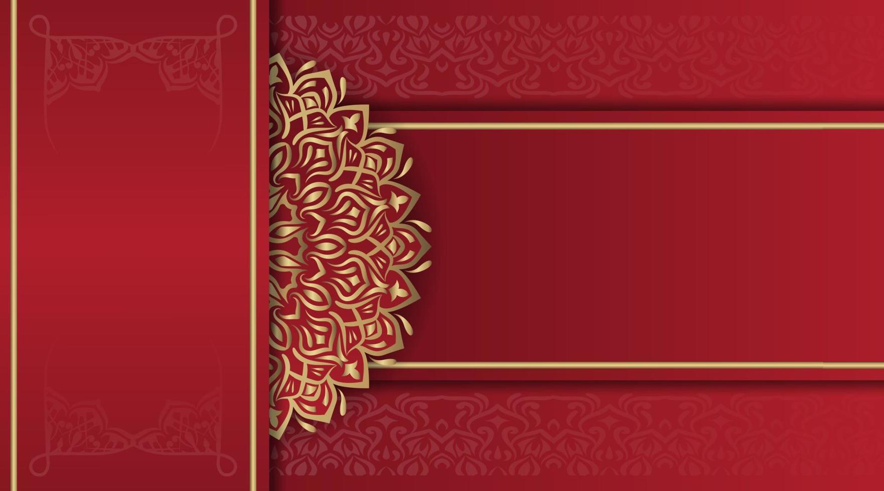 mandala background, red and gold vector