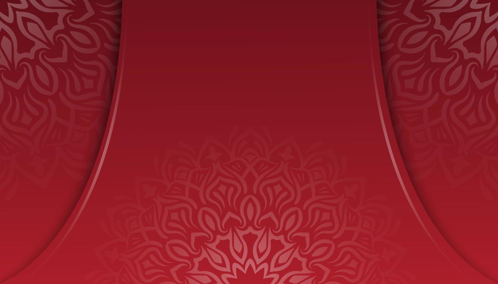 fondo rojo, con adorno de mandala vector