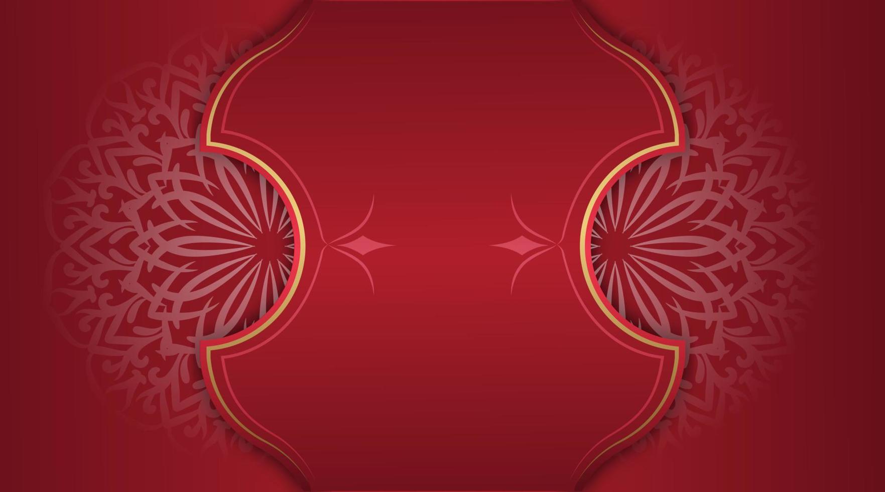 fondo de lujo rojo, con decoración de mandala vector