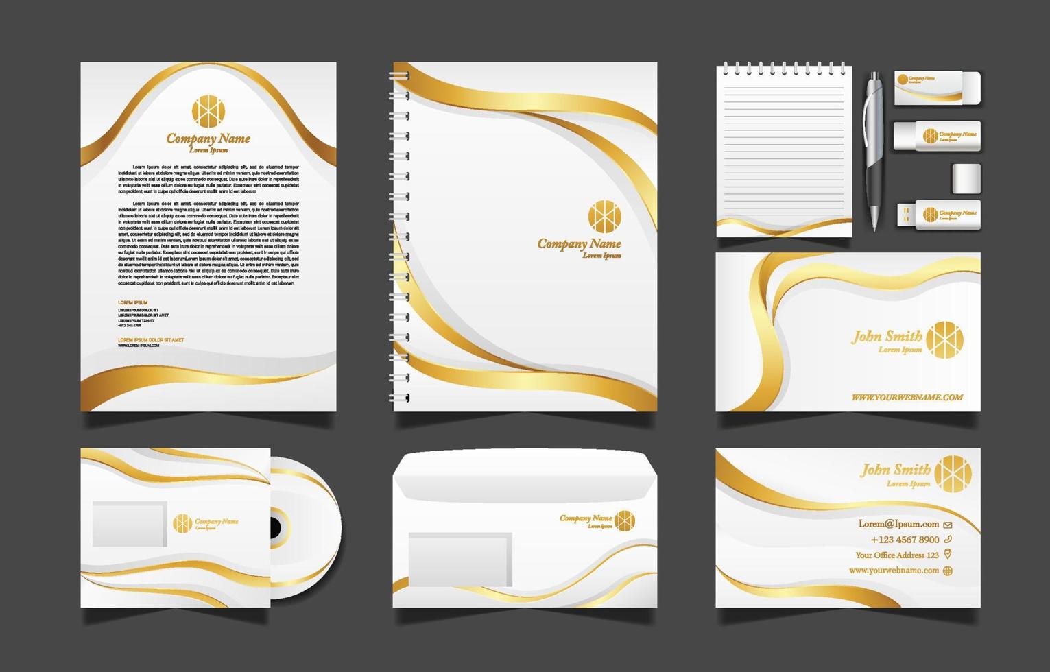 White and Gold Business Kit vector