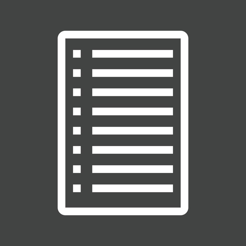 Bulleted Notes Line Inverted Icon vector