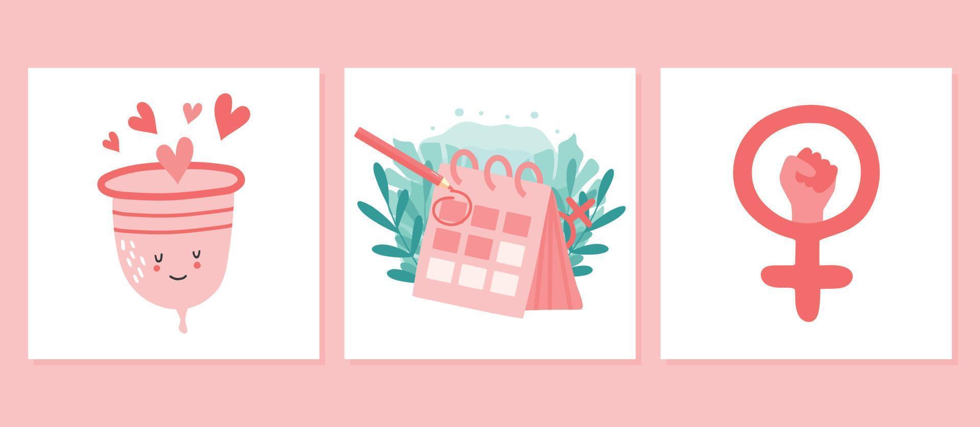 Conceptual design of feminism. Vector templates for postcards, posters, flyers and other users.