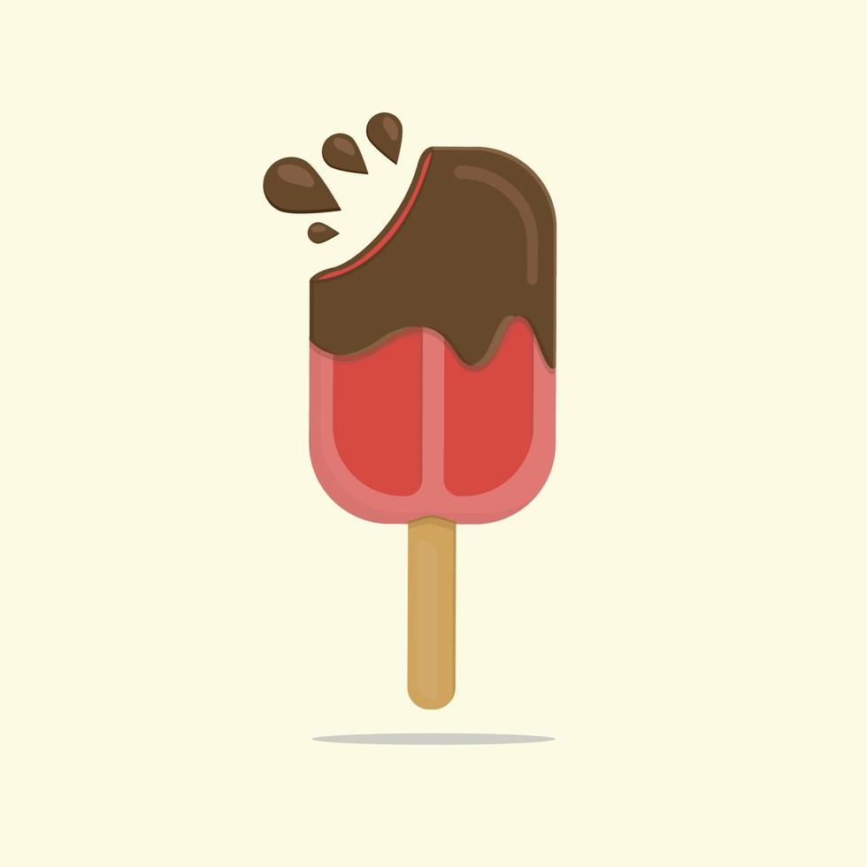 helado mordido, ilustración vectorial de diseño de arte de fideos. vector