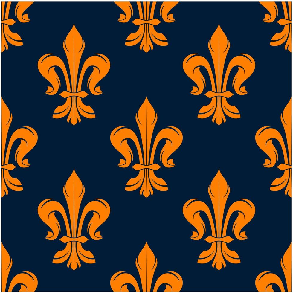 Orange and blue vintage floral pattern vector